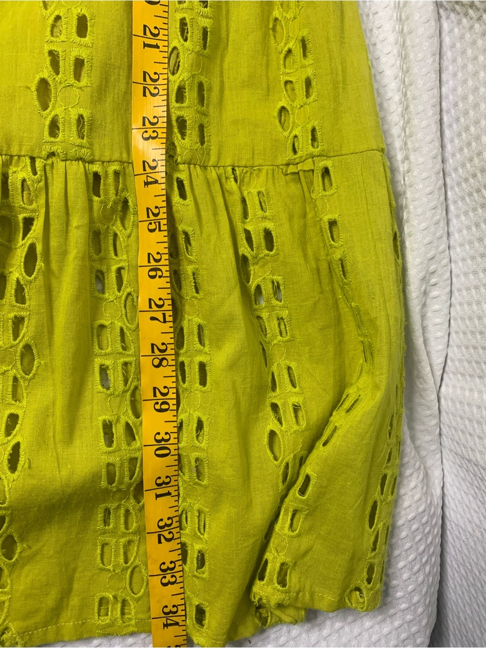 Nation AK Outfits Cotton Yellow Green Eyelet Button-Front Midi Skirt large - Picture 4 of 6